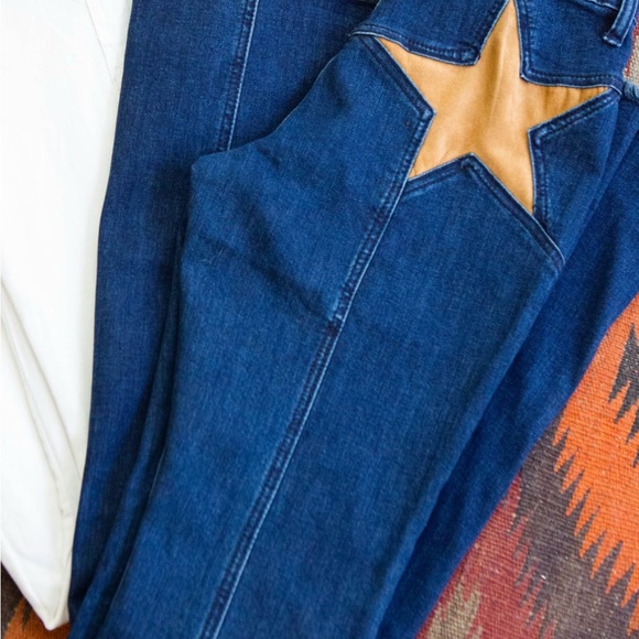 SAINTS AND HEARTS BELL BOTTOM JEANS WITH RAW HEM Y2K 90S STYLE BOHO COWGIRL - Picture 7 of 15